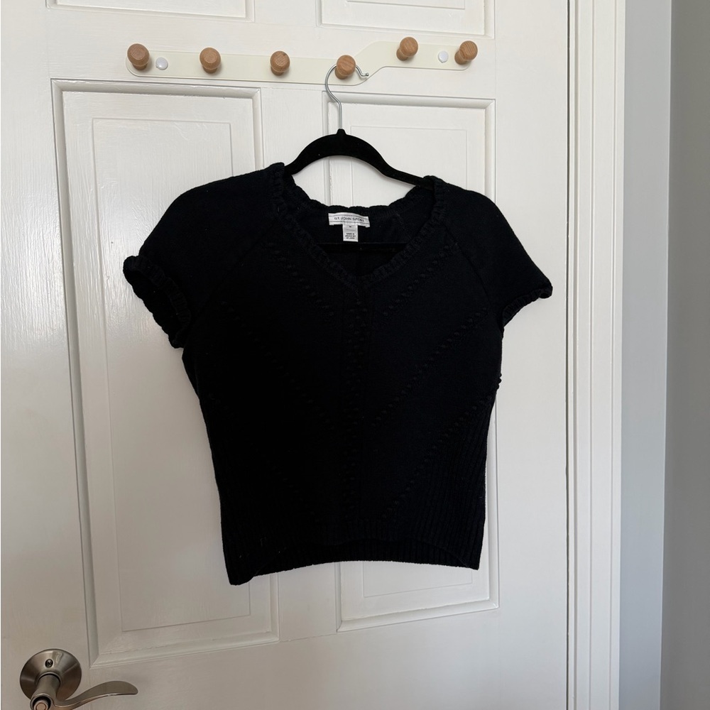 St. John Black Short Sleeve Knit Top